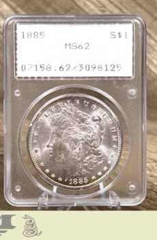 1885 Morgan Dollar Silver Coin PCGS Rattler MS62