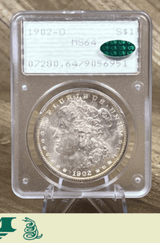 Online coin dealer PCGS Rattler 1902 O Morgan Silver Dollar MS64 CAC obverse