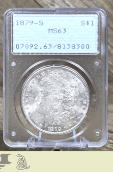 1879-S Morgan Dollar Silver Coin PCGS Rattler MS63