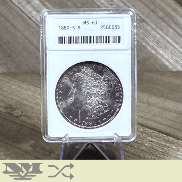 1880 S Morgan Dollar silver coin ANACS MS63