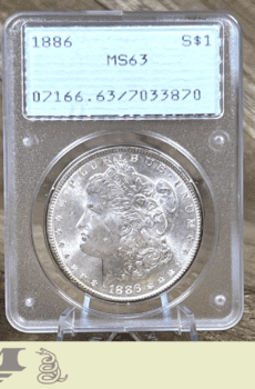 1886 Morgan Dollar Silver Coin PCGS Rattler MS63