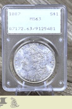 1887 Morgan Dollar Silver Coin PCGS Rattler MS63