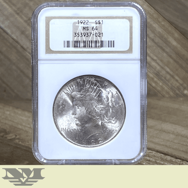 1922 Peace Dollar Silver Coin NGC MS64