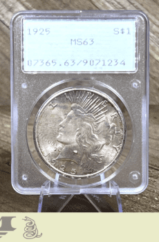 1925 Peace Dollar Silver Coin PCGS Rattler MS63