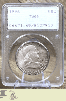 1956 Benjamin Franklin Half-Dollar Silver Coin PCGS Rattler MS65