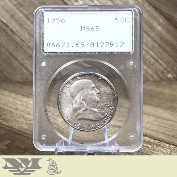 1956 Benjamin Franklin Half-Dollar Silver Coin PCGS Rattler MS65