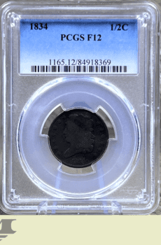 1834 Half-Cent 1/2c PCGS F12 Graded Coin