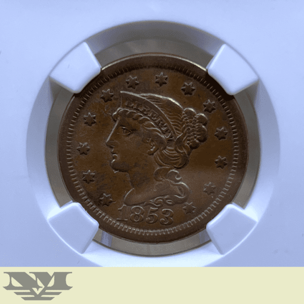 1853 Braided Hair Large Cent 1c NGC XF 40 BN obverse