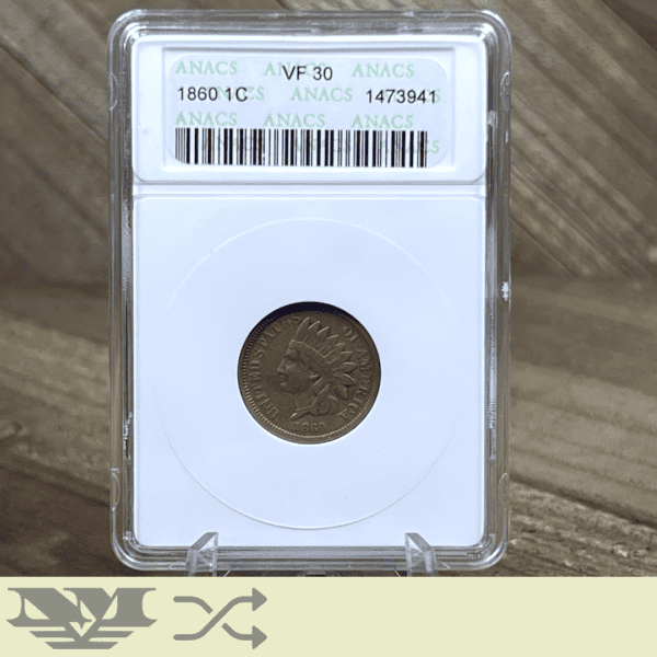 1860 Indian Head One Cent 1c ANACS Soapbox VF30