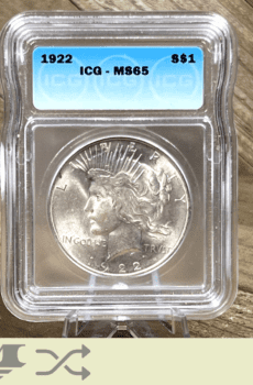 1922 Peace Dollar Silver Coin ICG MS65