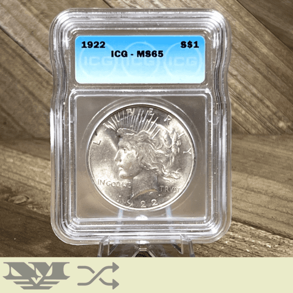 1922 Peace Dollar Silver Coin ICG MS65