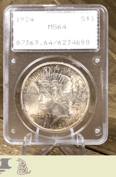 1924 Peace Dollar Silver Coin PCGS Rattler MS64