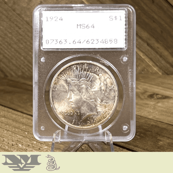 1924 Peace Dollar Silver Coin PCGS Rattler MS64