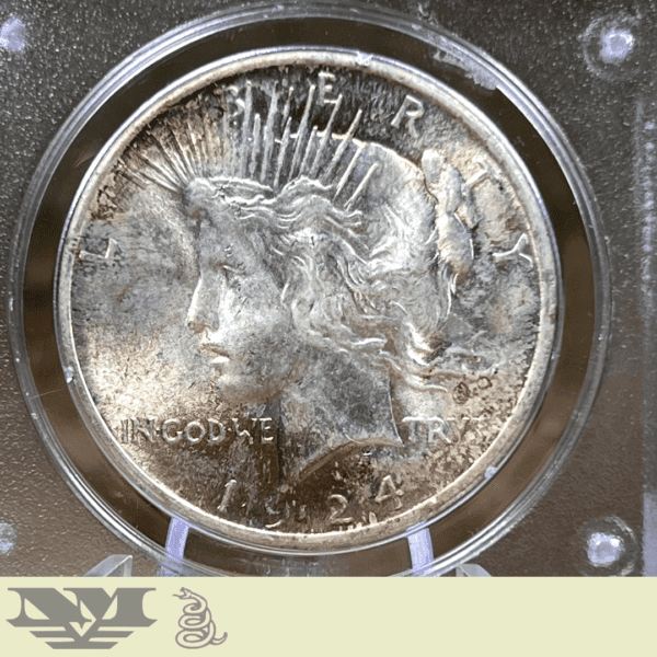 1924 Peace Dollar Silver Coin PCGS Rattler MS64 obverse