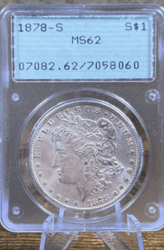 1878 S Morgan Dollar Silver Coin MS 62 PCGS Rattler 8060 Obverse