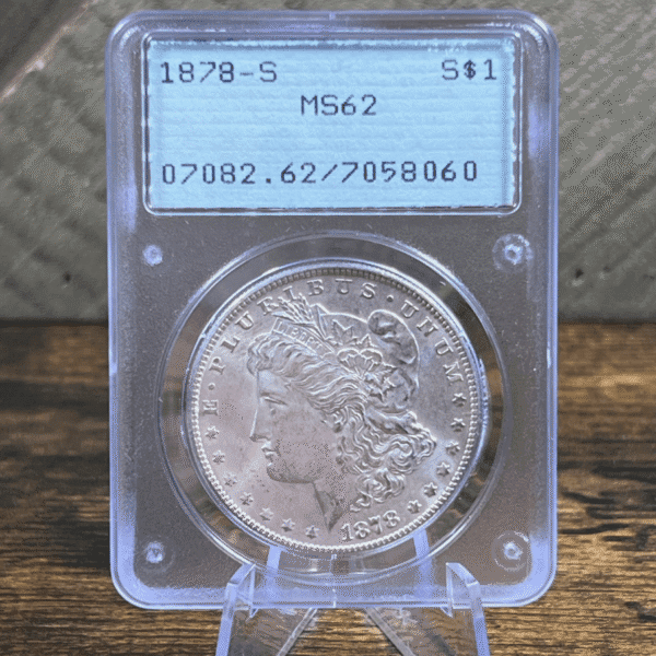 1878 S Morgan Dollar Silver Coin MS 62 PCGS Rattler 8060 Obverse