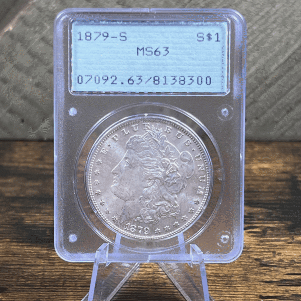 1879 S Morgan Dollar Silver Coin MS 63 PCGS Rattler 8300 Obverse