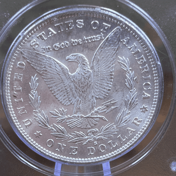 1879 S Morgan Dollar Silver Coin MS 63 PCGS Rattler 8300 Reverse