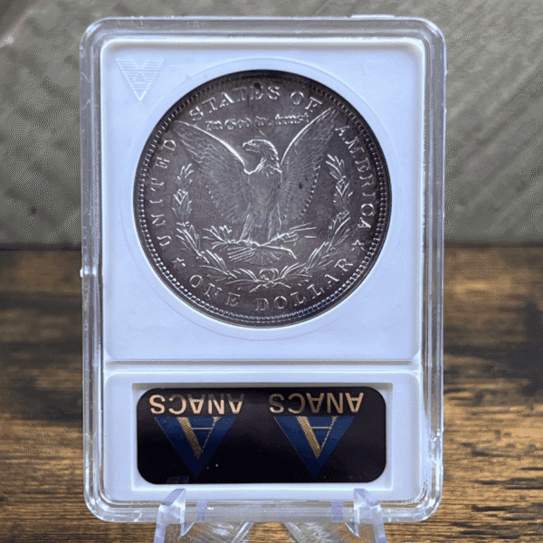 1880 Morgan Dollar Silver Coin AU 55 ANACS Soapbox VAM-9 1269 Reverse