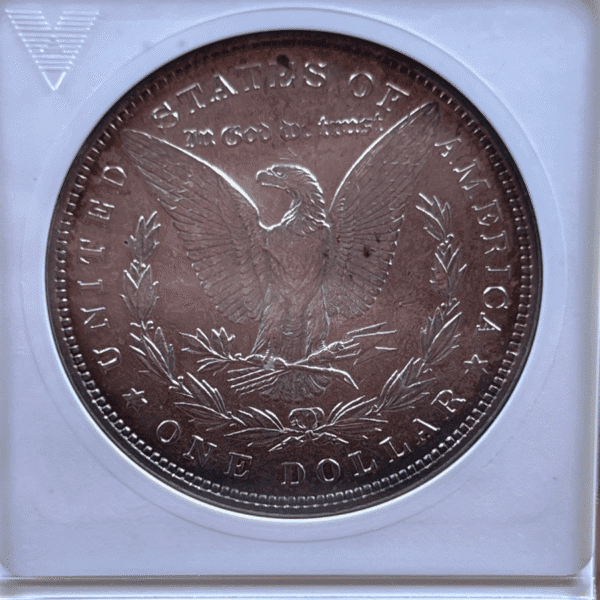 1880 Morgan Dollar Silver Coin AU 55 ANACS Soapbox VAM-9 1269 Reverse
