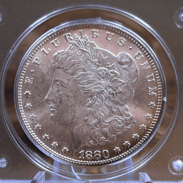 1880 S Morgan Dollar Silver Coin MS 63 PCGS Rattler Obverse