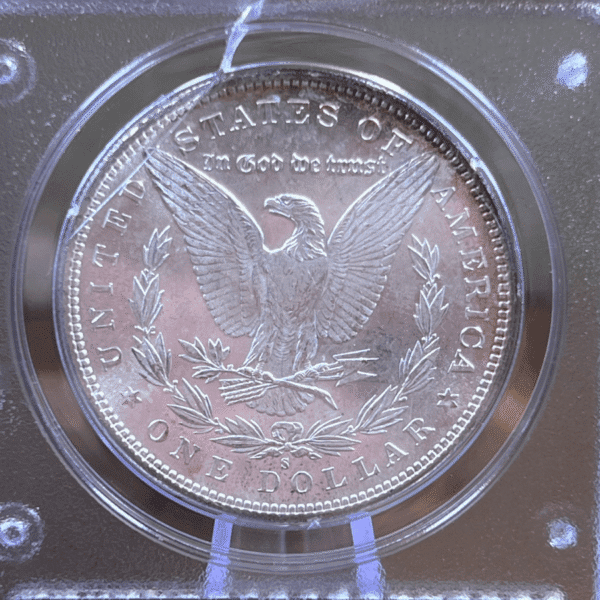 1880 S Morgan Dollar Silver Coin MS 63 PCGS Rattler Reverse