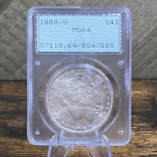 1880 S Morgan Dollar Silver Coin MS 64 PCGS Rattler 7800 Obverse
