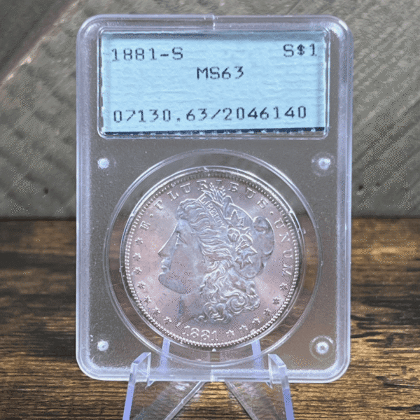 1881 S Morgan Dollar Silver Coin MS 63 PCGS Rattler 6140 Obverse