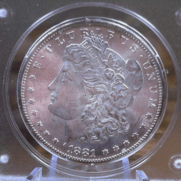 1881 S Morgan Dollar Silver Coin MS 63 PCGS Rattler 6140 Obverse