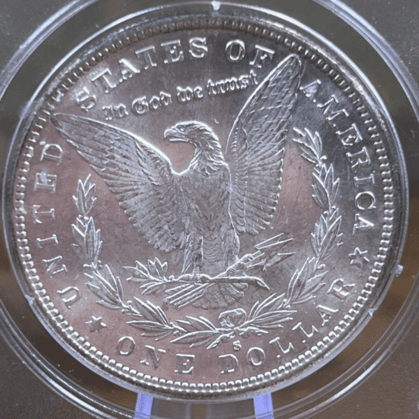 1881 S Morgan Dollar Silver Coin MS 63 PCGS Rattler 6140 Reverse