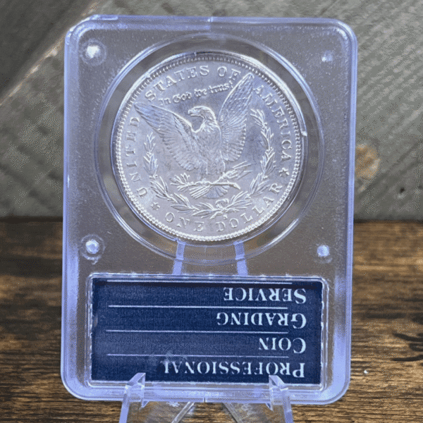1881 S Morgan Dollar Silver Coin MS 63 PCGS Rattler Reverse