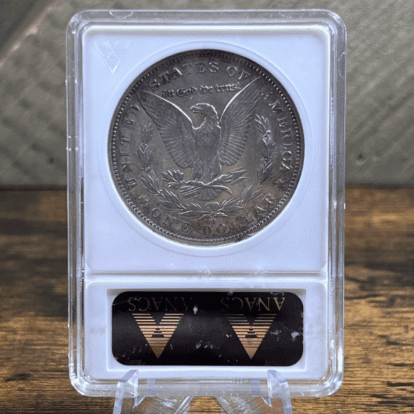 1882 O/S Morgan Dollar Silver Coin AU 50 ANACS Soapbox VAM-4 3247 Reverse