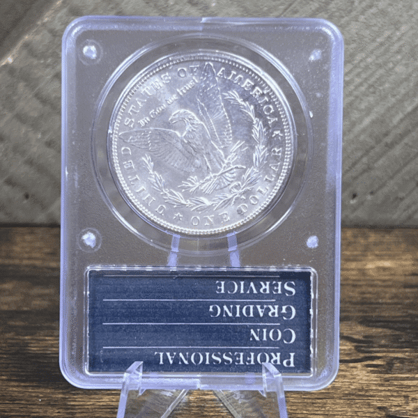1882 S Morgan Dollar Silver Coin MS 63 PCGS Rattler Reverse