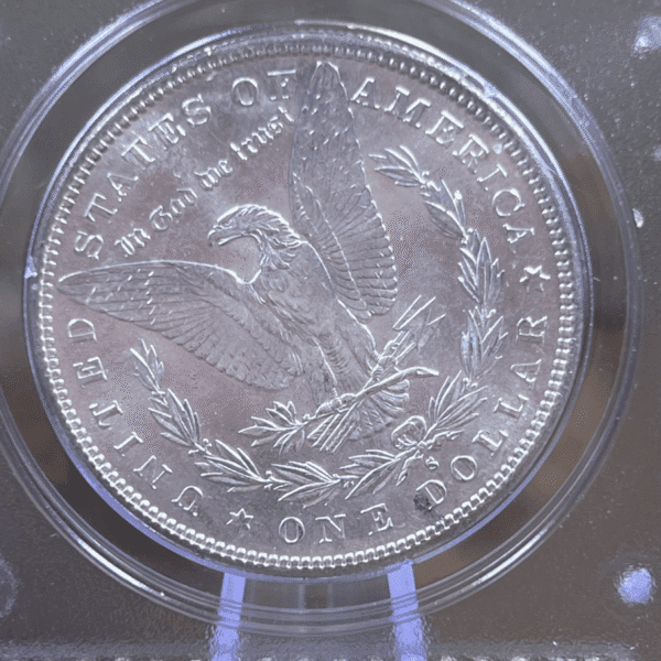1882 S Morgan Dollar Silver Coin MS 63 PCGS Rattler Reverse