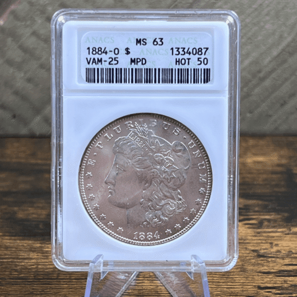1884 O Morgan Dollar Silver Coin MS 63 ANACS Soapbox VAM-25 4087 Obverse