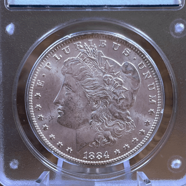 1884 O Morgan Dollar Silver Coin MS 63 PCGS Rattler Obverse