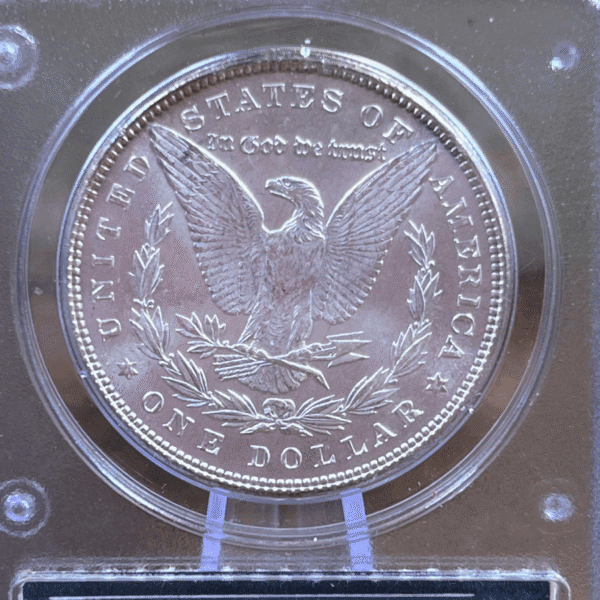 1885 Morgan Dollar Silver Coin MS 62 PCGS Rattler Reverse