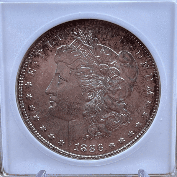1886 Morgan Dollar Silver Coin AU 58 ANACS Soapbox VAM-1B 5443 Obverse