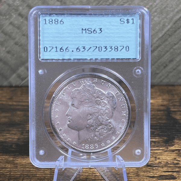 1886 Morgan Dollar Silver Coin MS 63 PCGS Rattler 3870 Obverse