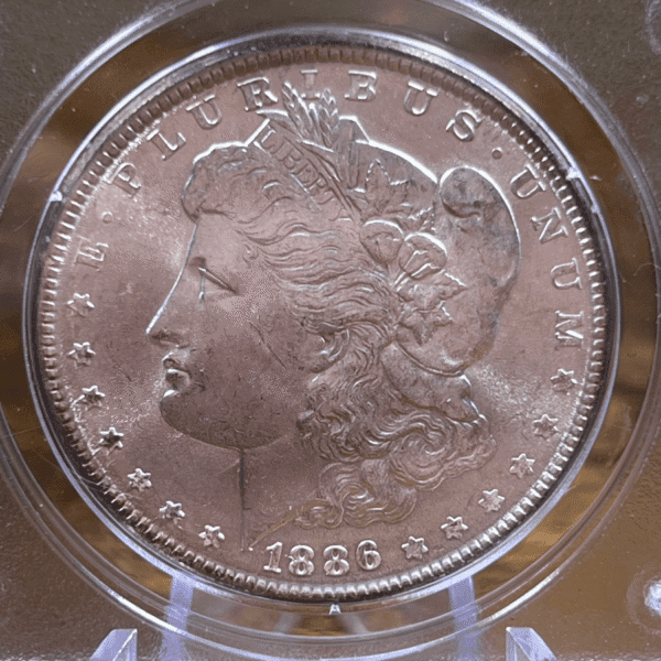 1886 Morgan Dollar Silver Coin MS 63 PCGS Rattler 3870 Obverse
