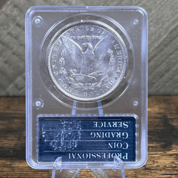 1886 Morgan Dollar Silver Coin MS 63 PCGS Rattler 3870 Reverse