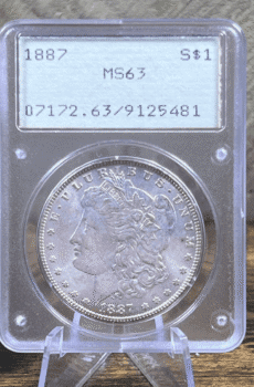 1887 Morgan Dollar Silver Coin MS 63 PCGS Rattler Obverse