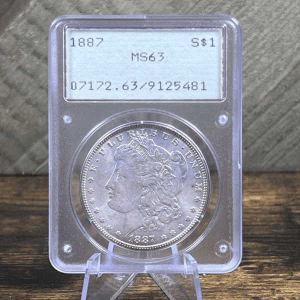 1887 Morgan Dollar Silver Coin MS 63 PCGS Rattler Obverse