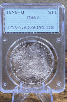1898 O Morgan Dollar Silver Coin MS 63 PCGS Rattler 2038 Obverse