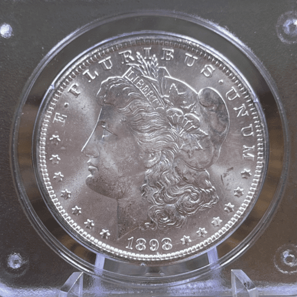 1898 O Morgan Dollar Silver Coin MS 63 PCGS Rattler Obverse
