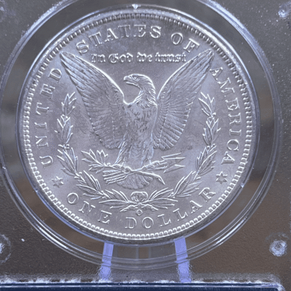 1898 O Morgan Dollar Silver Coin MS 63 PCGS Rattler Reverse