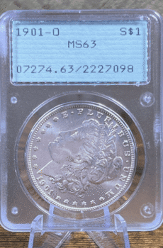 1901 O Morgan Dollar Silver Coin MS 63 PCGS Rattler 7098 Obverse