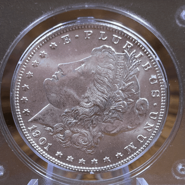 1901 O Morgan Dollar Silver Coin MS 63 PCGS Rattler 7098 Obverse