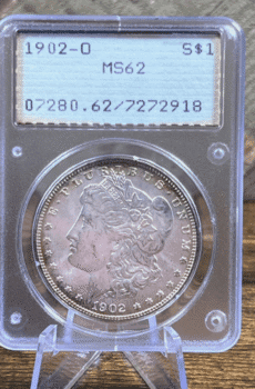 1902 O Morgan Dollar Silver Coin MS 62 PCGS Rattler Obverse