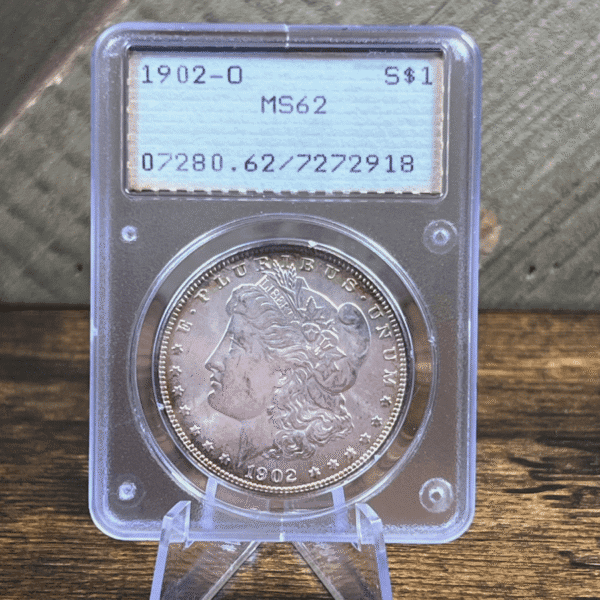 1902 O Morgan Dollar Silver Coin MS 62 PCGS Rattler Obverse